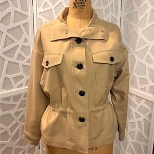 Ann Taylor Beige Utility Jacket with Black Buttons
